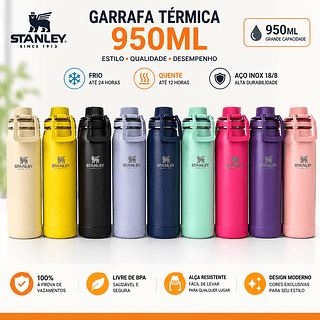 Garrafa Personalizada a Laser 950ml térmica inox Premium com base de silicone