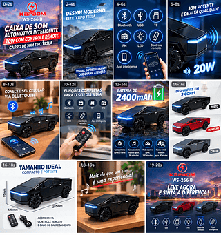 caixa som carro tesla AI 20W kapbom