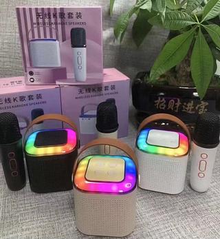 Mini Caixa De Som Com Microfone Sem Fio Bluetooth Karaokê