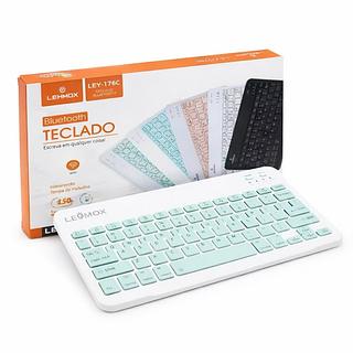 ￼Mini Teclado Bluetooth ABNT2 Português Brasil LEY-176C Lehmox – Portátil, Sem Fio e Recargável