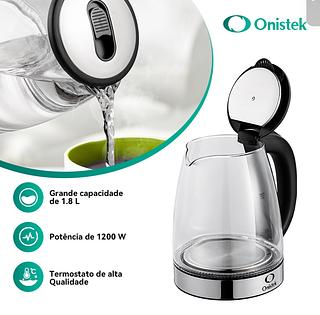 Chaleira Elétrica De Vidro Temperado 1500w Desligamento Automático 2 Litros Top