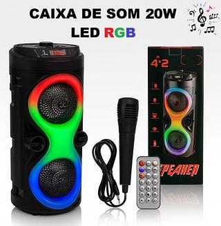 Caixa De Som Bluetooth Karaoke Wireless Com microfone com luz