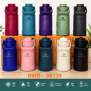 Garrafa térmica inox 350ml, bico duplo com capa protetora de silicone+Marca Stanley