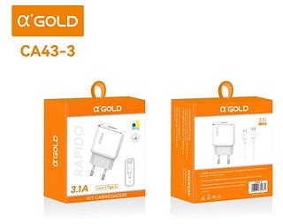 CARREGADOR RAPIDO PARA TYPEC 3.1A 1 USB AGOLD