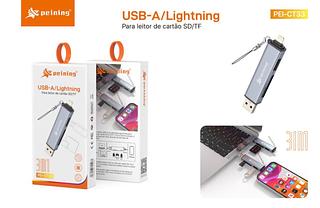 Leitor De Cartão Sd + Usb 3 Em 1 Peining -iphone