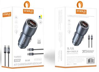 ￼Carregador Veicular 60w Turbo Porta Dupla + Cabo Tipo C iphone Super Rapido
