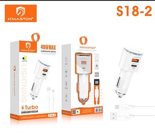 Carregador Veicular Turbo 9.1a Duplo, Carro, Qc 3.0 + Cabo iphone，Hmaston