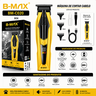 Máquina De Cortar Cabelo B-max Recarregável
