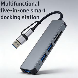 ￼ Tipo C 3.0 para SD/TF Cinco em Um Hub de Expansão para Notebook e Telefone Cabo Divisor USB C para Computador
