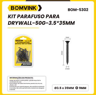 KIT PARAFUSO PARA DRYWALL-50G-3.5*35MM 9MM BOMVINK