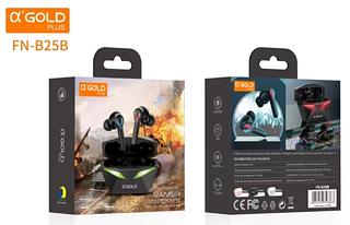 ￼Fone A’GOLD FN-B25B Bluetooth 5.4 – TWS, Som Premium, IPX4, LED e Estojo com Carregamento Modo Música e Jogo Ti