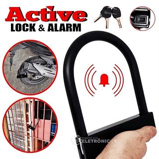 Cadeado Tranca Trava U Com Alarme Para Porta, Portão
