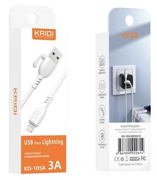 Cabo Usb iphone, Kaidi Branco 1 Metro 3.0a Branco