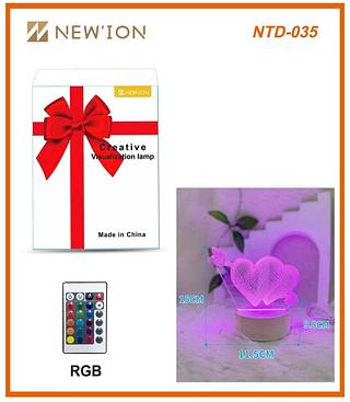 LÂMPADA DE MESA CORAÇÃO ，3D Com controle RGB sensível ao toque