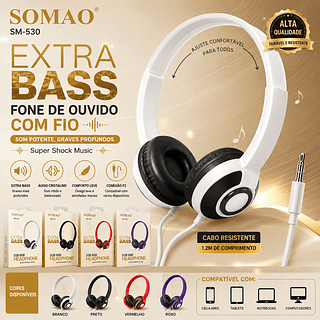 Fone De Ouvido Headphone Com Fio