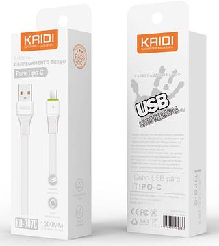 Cabos Celular para typec KAIDI 1m Transfere Dados e Carga Rápido