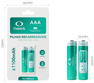 pilha knup carrecavel AAA 1100mah com 2 —pelo knup