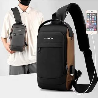 ￼ Mochila de Ombro Transversal Compacta Unilateral USB Trava de Código Á prova d'água