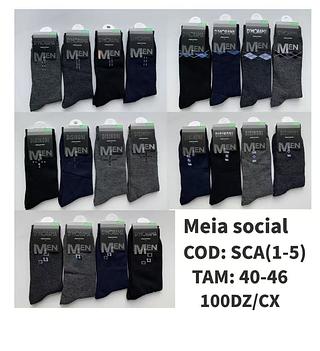 Kit Com 12 Pares Meias Masculina Social Cano Longo 40–46