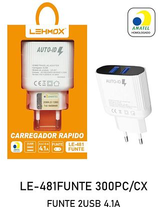 Fonte carregador rapido 2usb 4.1a Lehmox