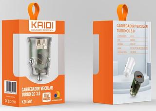 ￼Carregador Veicular Fonte Turbo PW Cinzeiro 18w 3.0 Kd-501