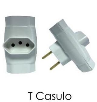￼Kit 2 Adaptador de Tomada Benjamin 3 PINOS Formato T de 10A