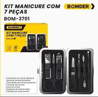 Kit com 7pecas Estojo Manicure Cortador De Unhas + Espelho Barba Banheiro