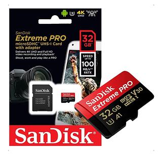 Cartão Microsdxc 32gb Sandisk Extreme Pro Uhs-i V30 U3 A2