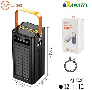 ￼Carregamento solar com cabo, banco de energia portátil de grande capacidade, 50000mAh