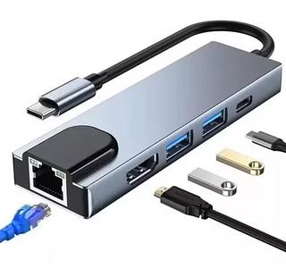 Adaptador Hub Usb Tipo C 5 Em 1 Macbook Pro Hdmi Rede Dock