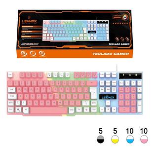 Teclado Gamer LED RGB Rainbow Teclas Iluminadas Conexão USB com Fio Design Moderno Visual Arrojado Confortavel
