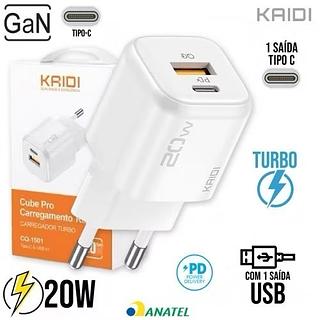 Fonte de Carregamento Rapido de 20w com Entrada Tipo-C/USB