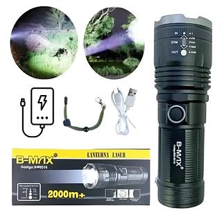 Lanterna Tática Led 2000x Potente Recarregavel 2 Baterias Nf