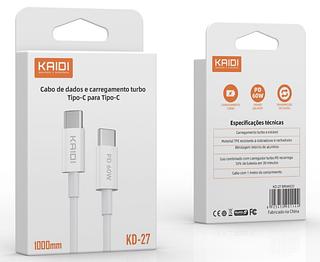 Cabo PD60W carrega rapido type-c for type-c cable bom 9v3a Kaidi