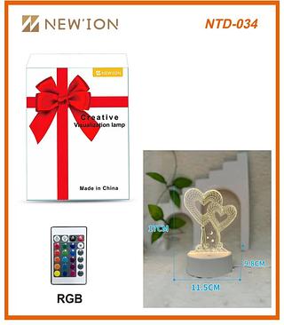 LÂMPADA DE MESA CORAÇÃO ，3D Com controle RGB sensível ao toque