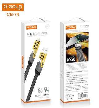 Cabo Turbo α’GOLD PRO CB-74 65W 4 em 1 Carregamento Ultra Rápido 1 Metro Reforçado
