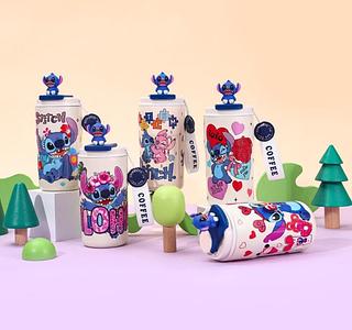420ml Xícara De Café GSWLTT Stitch , Cordão Com Caneca A Vácuo De Palha , Garrafa De Água Isolada De Aço Inoxidável À Prova De