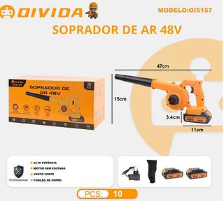 Soprador De Folhas E Aspirador A Bateria 48v Knakasaki Amarelo+2pc baterrias