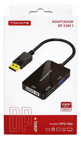 Display Port Adaptador Conversor 3 Em 1 Para Dvi Hdmi Vga—TOMATE