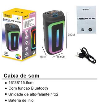 Alto Falante Speaker Sem Fio Festas Ar Livre Música RED RGB Auxiliar