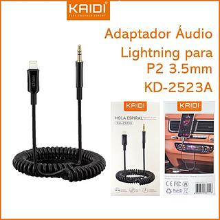 Cabo adaptador de Áudio Lightning iPhone para P2 Fone Mola Espiral KAIDI KD-2523A